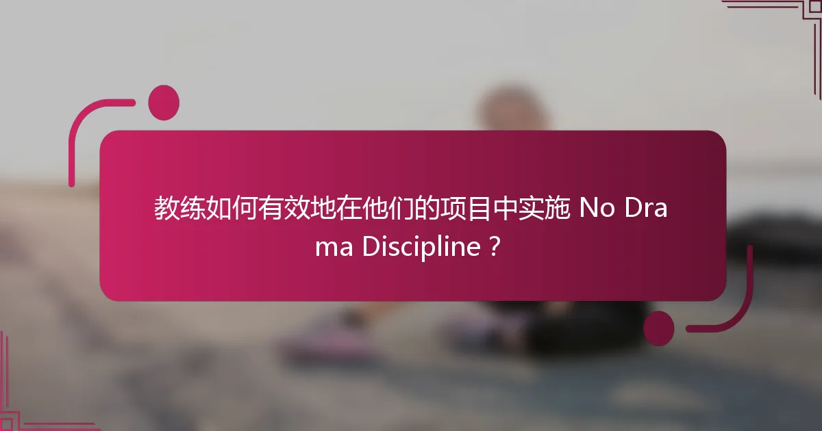 教练如何有效地在他们的项目中实施 No Drama Discipline？