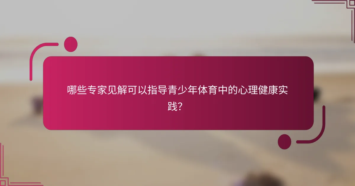 哪些专家见解可以指导青少年体育中的心理健康实践？