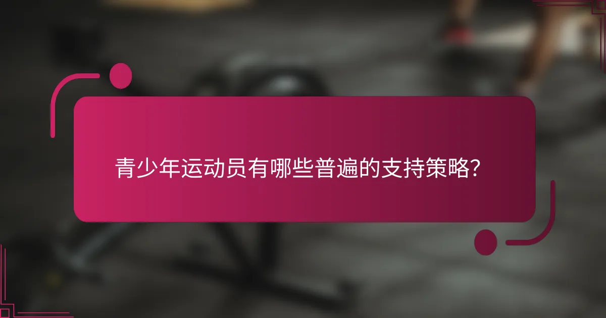青少年运动员有哪些普遍的支持策略？