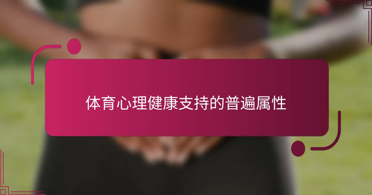 体育心理健康支持的普遍属性