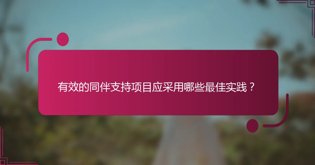 有效的同伴支持项目应采用哪些最佳实践？