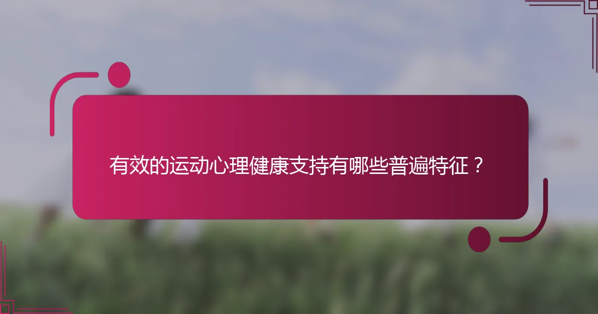有效的运动心理健康支持有哪些普遍特征？