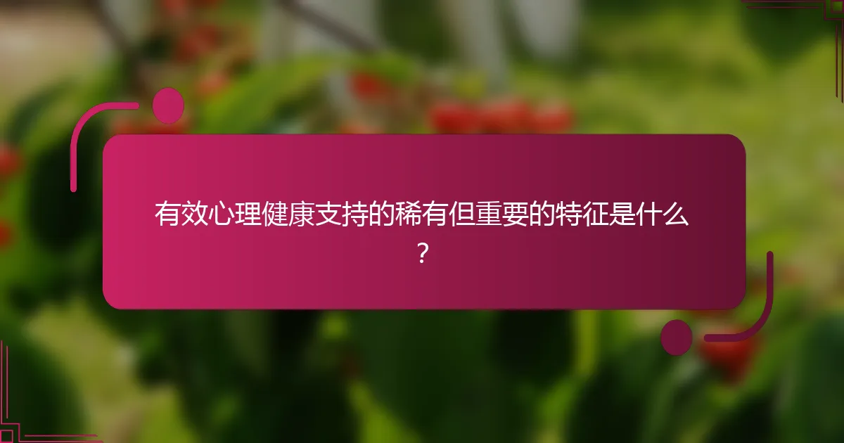 有效心理健康支持的稀有但重要的特征是什么？