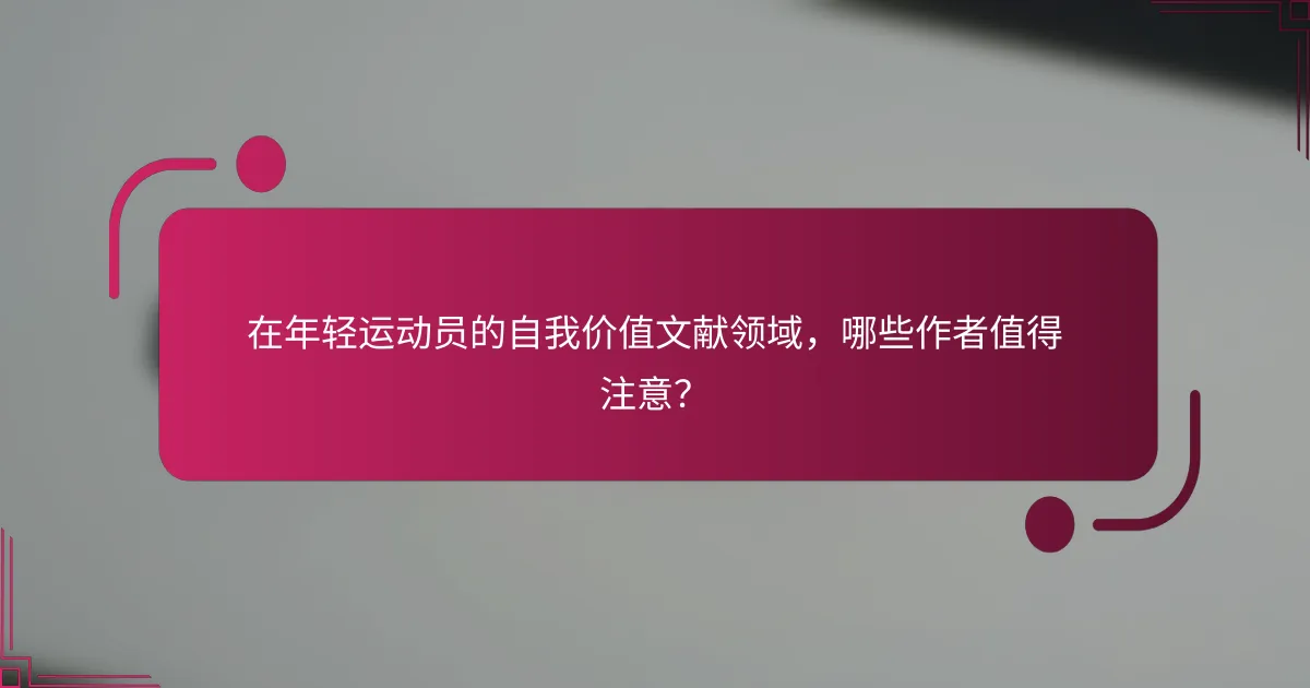 在年轻运动员的自我价值文献领域，哪些作者值得注意？