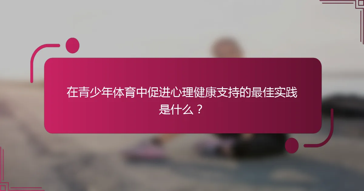 在青少年体育中促进心理健康支持的最佳实践是什么？