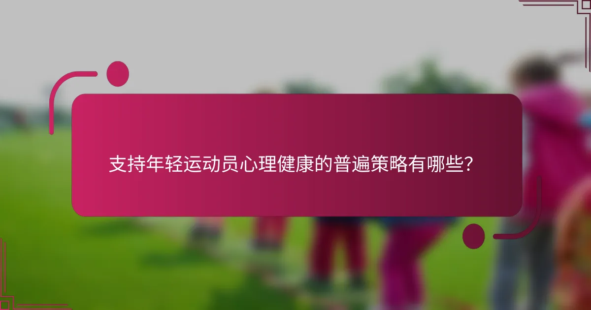 支持年轻运动员心理健康的普遍策略有哪些？
