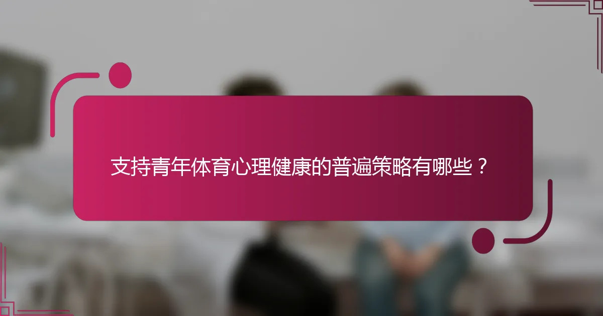 支持青年体育心理健康的普遍策略有哪些？